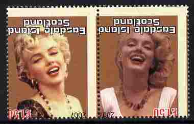 Easdale 2007 Marilyn Monroe A31.50 #2 perf se-tenant pair with images transposed and Country, value & date inverted showing a fine misplacement of perforations, unmounted mint, stamps on , stamps on  stamps on personalities, stamps on  stamps on women, stamps on  stamps on films, stamps on  stamps on cinema, stamps on  stamps on movies, stamps on  stamps on marilyn, stamps on  stamps on  monroe