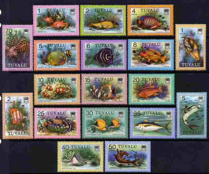 Tuvalu 1979 Fish original definitive set of 18 values (ex 45c) unmounted mint, SG 105-122, stamps on fish