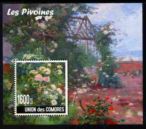 Comoro Islands 2009 Flowers of China - Peonies perf m/sheet unmounted mint, Michel BL 559, stamps on , stamps on  stamps on flowers