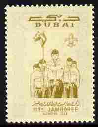 Dubai 1964 Scout Jamboree 40np (Wolf Cubs) with central vignette off-set on gummed side unmounted mint, as SG 57, stamps on scouts