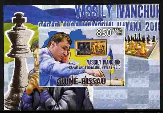 Guinea - Bissau 2010 Chess - Vassily Ivanchuk #2 individual imperf deluxe sheet unmounted mint. Note this item is privately produced and is offered purely on its thematic..., stamps on personalities, stamps on chess