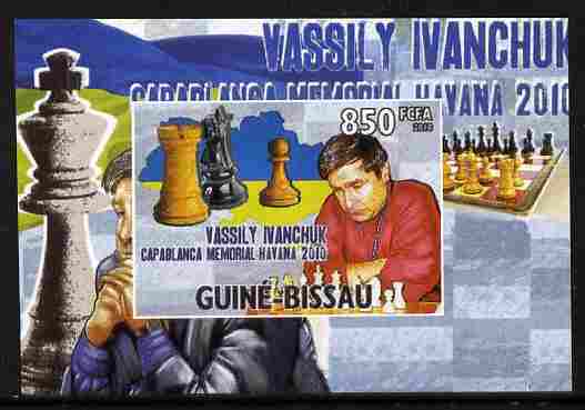 Guinea - Bissau 2010 Chess - Vassily Ivanchuk #3 individual imperf deluxe sheet unmounted mint. Note this item is privately produced and is offered purely on its thematic appeal , stamps on personalities, stamps on chess