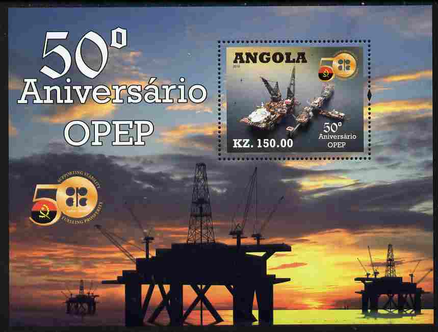 Angola 2010 50th Anniversary of OPEC perf m/sheet unmounted mint, stamps on , stamps on  stamps on , stamps on  stamps on  oil , stamps on  stamps on energy