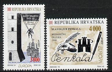 Croatia 1994 Europa - Inventions set of 2 unmounted mint SG 274-5, stamps on , stamps on  stamps on europa, stamps on  stamps on inventors, stamps on  stamps on inventions, stamps on  stamps on 