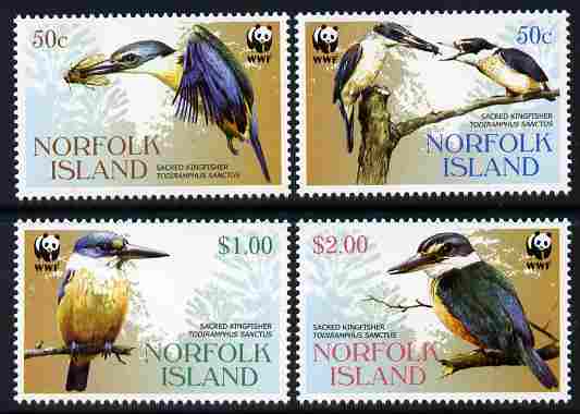 Norfolk Island 2004 WWF - Sacred Kingfisher perf set of 4 unmounted mint SG 894-7, stamps on birds, stamps on  wwf , stamps on kingfishers