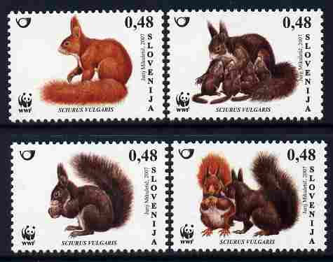 Slovenia 2007 WWF - Red Squirrel perf set of 4 unmounted mint SG 755-8, stamps on , stamps on  stamps on animals, stamps on  stamps on  wwf , stamps on  stamps on squirrels