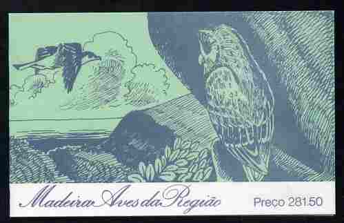 Portugal - Madeira 1987 Birds (1st series) 281E50 booklet complete and pristine, SG SB7, stamps on birds, stamps on prey, stamps on pigeon, stamps on owl, stamps on petrel, stamps on firecrest