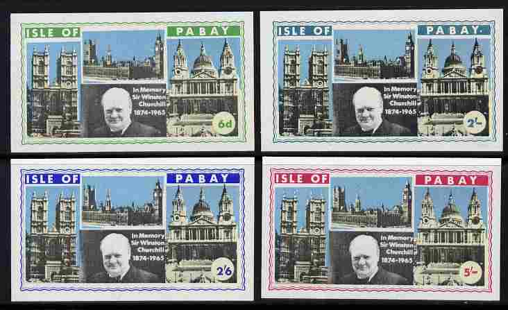Pabay 1968 Churchill set of 4 imperf singles unmounted mint, stamps on personalities, stamps on churchill, stamps on constitutions, stamps on  ww2 , stamps on masonry, stamps on masonics, stamps on 