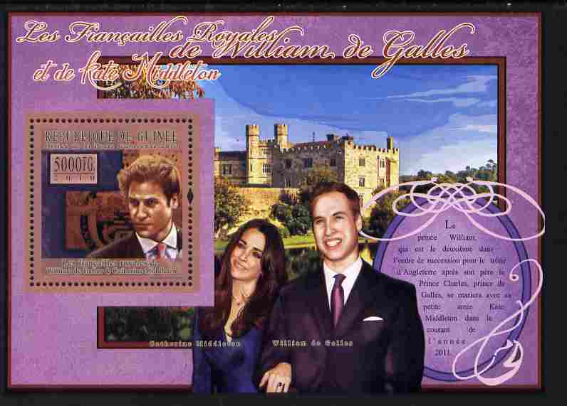 Guinea - Conakry 2010 The Royal Engagement - Prince William & Kate #3 - Windsor Castle perf deluxe sheet unmounted mint , stamps on royalty, stamps on william, stamps on kate, stamps on london, stamps on castles