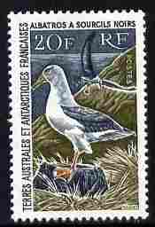 French Southern & Antarctic Territories 1962-72 Black-Browed Albatros 20f unmounted mint, SG 31, stamps on birds, stamps on polar, stamps on albatros