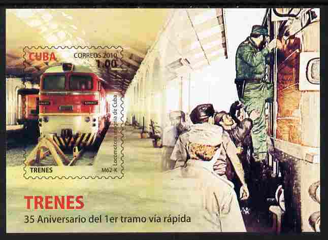 Cuba 2010 Railways - 35th Anniversary of High-Speed Trains perf m/sheet unmounted mint, stamps on railways