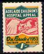 Cinderella - Australia 1953 Children's Hospital Appeal - On Parade 1s label unmounted mint, stamps on children, stamps on hospitals, stamps on cinderella