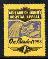 Cinderella - Australia 1958 Children's Hospital Appeal - On Parade 1s label unmounted mint, stamps on children, stamps on hospitals, stamps on cinderella