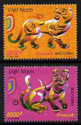 Vietnam 2009 Chinese New Year - Year of the Tiger perf set of 2 values unmounted mint, stamps on tiger, stamps on lunar, stamps on lunar new year, stamps on tigers