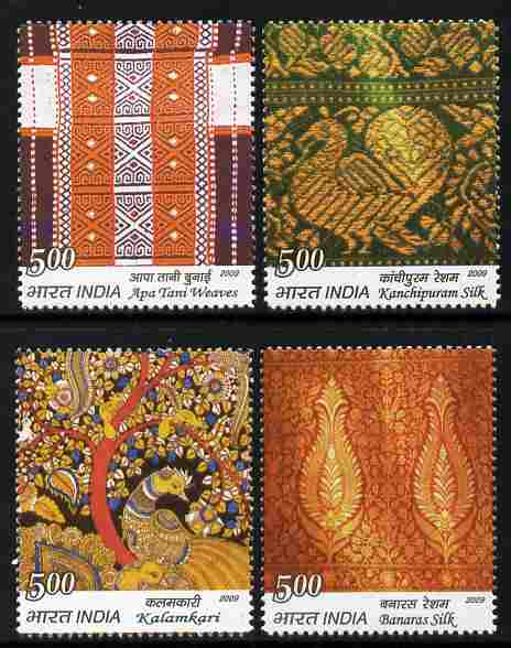 India 2009 Traditional Textiles perf set of 4 values unmounted mint SG 2671-4, stamps on textiles