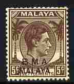 Malaya - BMA 1945-48 KG6 5c brown unmounted mint, SG 5, stamps on , stamps on  kg6 , stamps on 