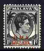 Malaya - BMA 1945-48 KG6 1c black ordinary paper unmounted mint, SG 1a, stamps on , stamps on  kg6 , stamps on 