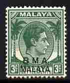 Malaya - BMA 1945-48 KG6 3c yellow-green ordinary paper unmounted mint, SG 4, stamps on , stamps on  kg6 , stamps on 