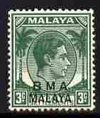 Malaya - BMA 1945-48 KG6 3c yellow-green ordinary paper unmounted mint, SG 4