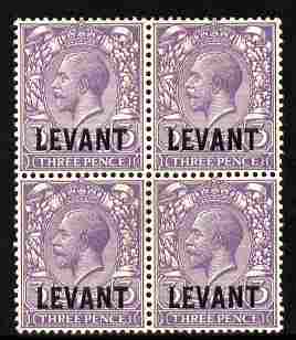 British Levant 1921 KGV 3d unused (no gum) block of 4, SG L19 , stamps on , stamps on  kg5 , stamps on 