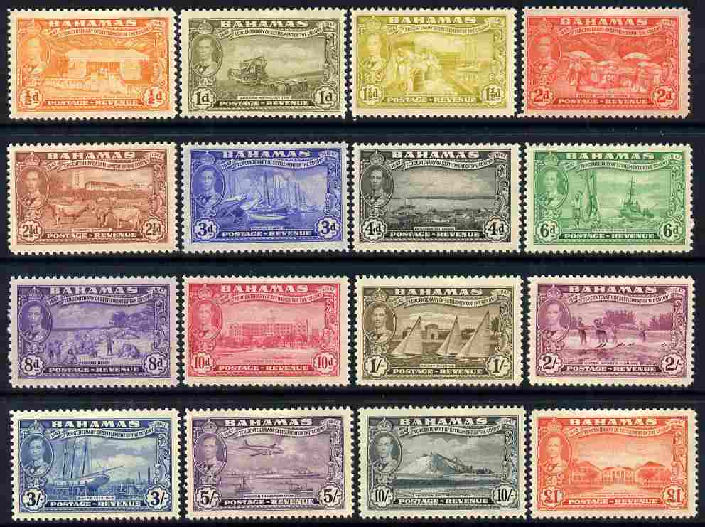 Bahamas 1948 KG6 Eleuthera set of 16 mounted mint, SG 178-93, stamps on , stamps on  kg6 , stamps on 
