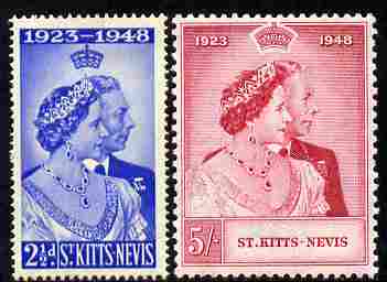 St Kitts-Nevis 1949 KG6 Royal Silver Wedding perf set of 2 mounted mint, SG 80-81, stamps on , stamps on  kg6 , stamps on royal silver wedding, stamps on 