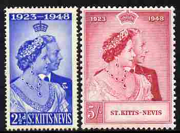 St Kitts-Nevis 1949 KG6 Royal Silver Wedding perf set of 2 unmounted mint, SG 80-81, stamps on , stamps on  kg6 , stamps on royal silver wedding, stamps on 