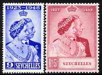 Seychelles 1948 KG6 Royal Silver Wedding perf set of 2 unmounted mint, SG 152-3, stamps on , stamps on  kg6 , stamps on royal silver wedding, stamps on 