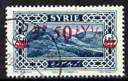 Syria 1928 7p50 on 2p50 light blue, fine used single with 