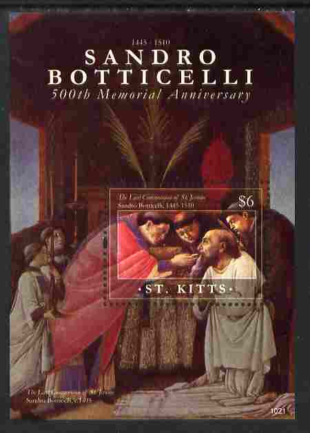 St Kitts 2010 500th Anniversary of Sandro Botticelli perf m/sheet unmounted mint, stamps on , stamps on  stamps on personalities, stamps on  stamps on arts, stamps on  stamps on botticelli