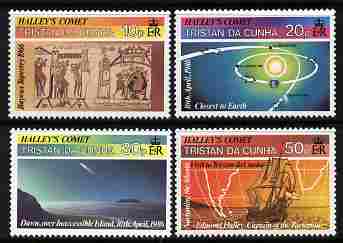 Tristan da Cunha 1986 Halley's Comet set of 4 unmounted mint SG 402-5, stamps on , stamps on  stamps on space, stamps on  stamps on comets, stamps on  stamps on ships, stamps on  stamps on halley, stamps on  stamps on textiles