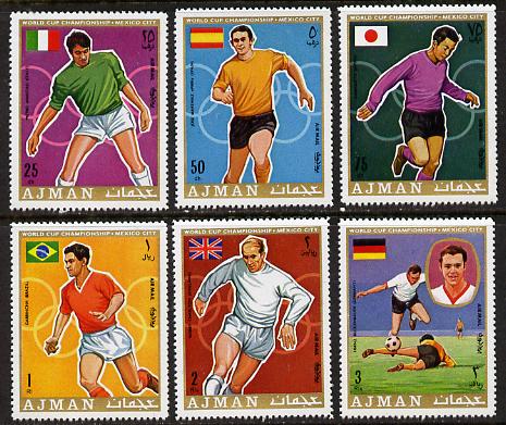 Ajman 1970 World Cup Football set of 6 unmounted mint (Mi 525-30A) , stamps on , stamps on  stamps on football  sport