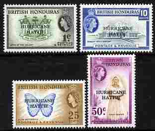 British Honduras 1962 Hurricane Hattie overprinted set of 4 unmounted mint SG 198-201, stamps on , stamps on  stamps on weather, stamps on  stamps on disasters, stamps on  stamps on airports, stamps on  stamps on butterflies