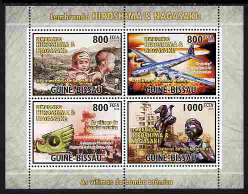 Guinea - Bissau 2010 WW2 - Hiroshima & Nagasaki perf sheetlet containing 4 values unmounted mint, Michel 5217-20, stamps on , stamps on  ww2 , stamps on disasters, stamps on atomics, stamps on aviation, stamps on 