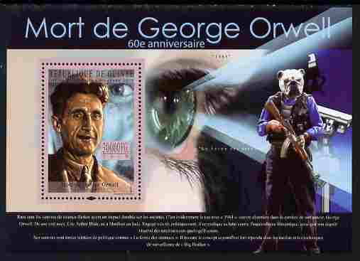 Guinea - Conakry 2010 Death Anniversary of George Orwell perf s/sheet unmounted mint, Michel BL 1855, stamps on , stamps on  stamps on personalities, stamps on  stamps on literature, stamps on  stamps on sci-fi, stamps on  stamps on 