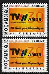 Mozambique 2010 30th Anniversary of Television perf set of 2 unmounted mint, stamps on , stamps on  stamps on , stamps on  stamps on  tv , stamps on  stamps on 