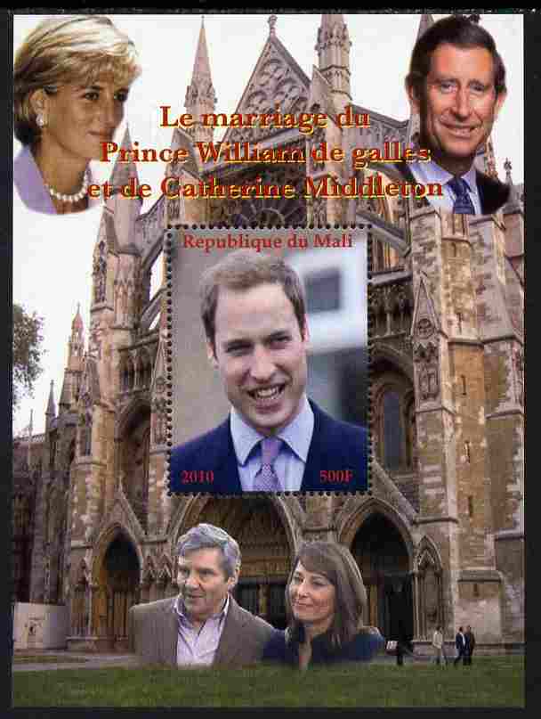 Mali 2010 Royal Engagement - Prince William & Kate #6 perf m/sheet unmounted mint. Note this item is privately produced and is offered purely on its thematic appeal, stamps on royalty, stamps on william, stamps on kate, stamps on london, stamps on abbeys