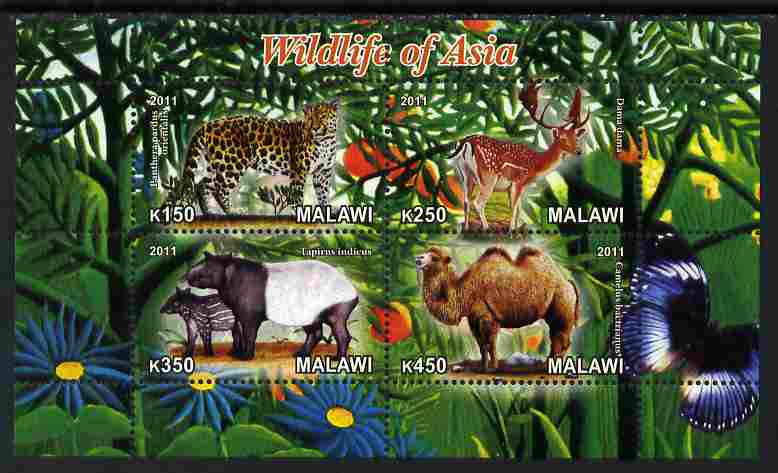 Malawi 2011 Wildlife of Asia #2 perf sheetlet containing 4 values unmounted mint