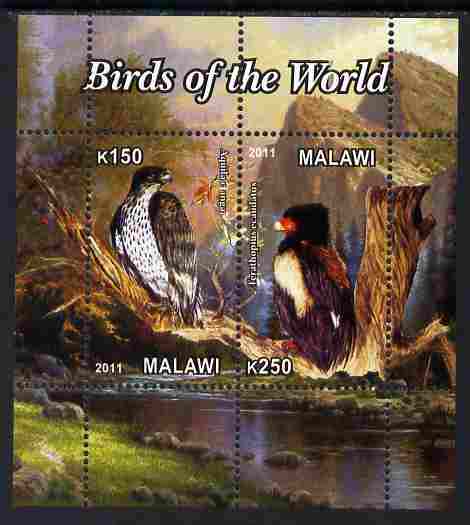 Malawi 2011 Birds of the World #1 perf sheetlet containing 2 values unmounted mint, stamps on birds, stamps on birds of prey