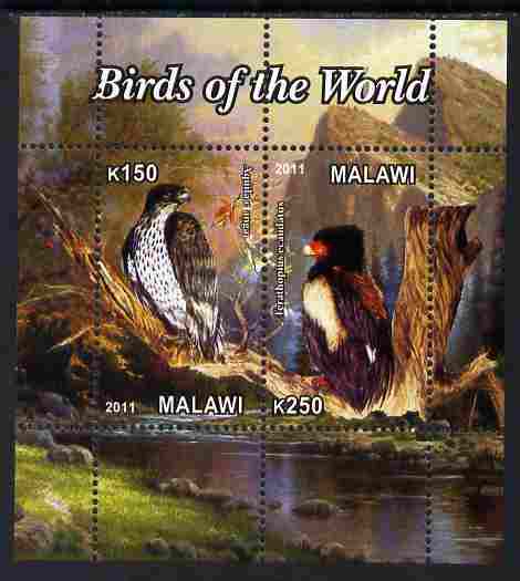 Malawi 2011 Birds of the World #1 perf sheetlet containing 2 values unmounted mint, stamps on , stamps on  stamps on birds, stamps on  stamps on birds of prey