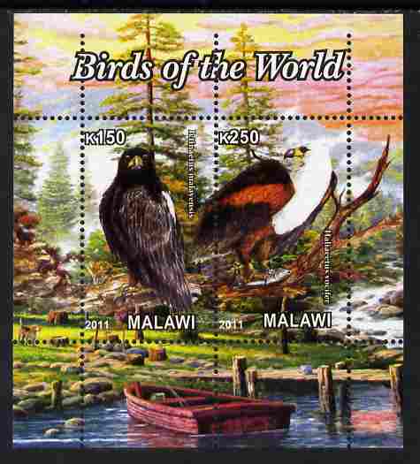 Malawi 2011 Birds of the World #2 perf sheetlet containing 2 values unmounted mint, stamps on birds, stamps on birds of prey