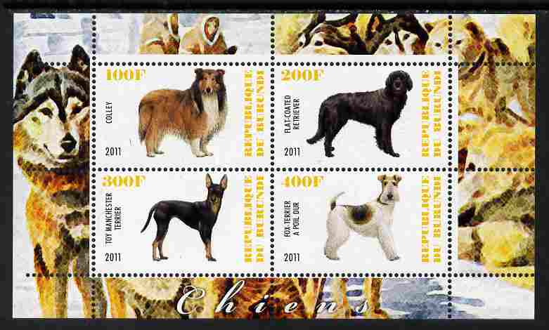 Burundi 2011 Dogs #1 - perf sheetlet containing 4 values unmounted mint, stamps on , stamps on  stamps on dogs