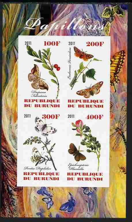 Burundi 2011 Butterflies #3 imperf sheetlet containing 4 values unmounted mint, stamps on , stamps on  stamps on butterflies