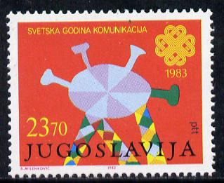Yugoslavia 1983 Communications Year unmounted mint, SG 2114*, stamps on communications