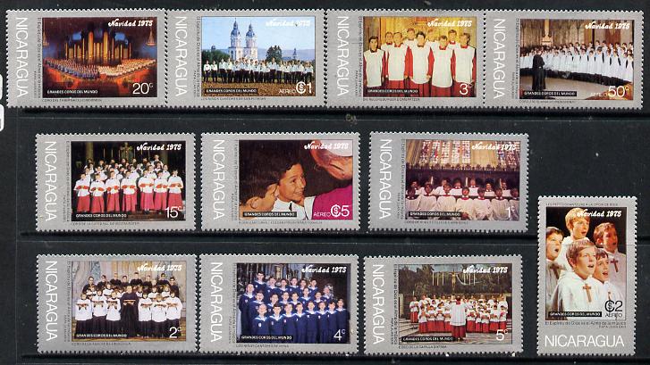 Nicaragua 1975 Christmas (Famous Choirs) set of 11, SG 2044-54, stamps on , stamps on  stamps on music   christmas
