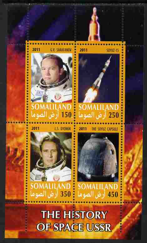 Somaliland 2011 History of Space - USSR #03 perf sheetlet containing 4 values unmounted mint, stamps on , stamps on  stamps on space, stamps on  stamps on 