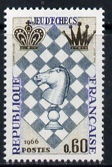 France 1966 International Chess Festival unmounted mint, SG 1715*, stamps on chess