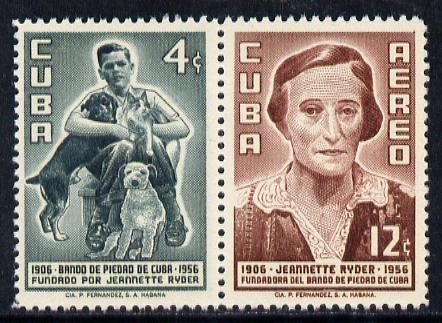 Cuba 1957 Prevention of Cruelty to Animals se-tenant pair unmounted mint, SG 823-24*, stamps on , stamps on  stamps on animals    vets