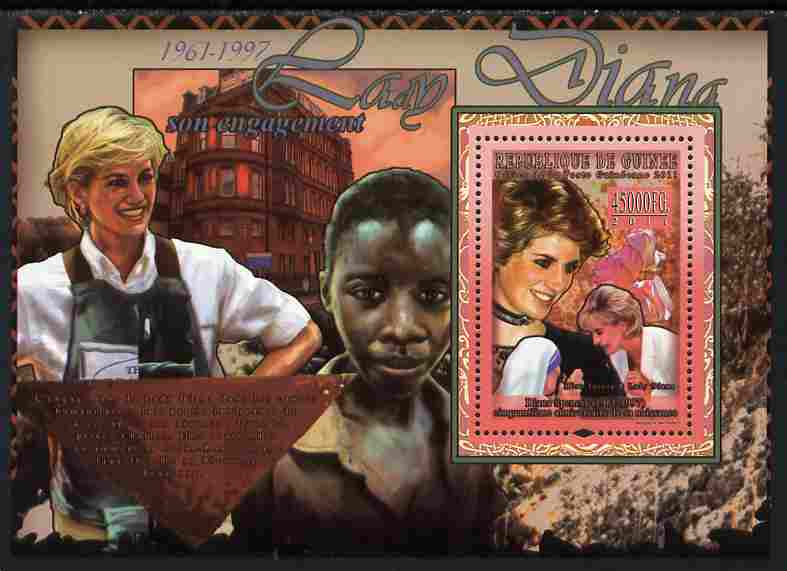 Guinea - Conakry 2011 50th Birth Anniversary of Princess Diana #2 perf s/sheet unmounted mint Michel BL 1912, stamps on , stamps on  stamps on personalities, stamps on  stamps on royalty, stamps on  stamps on diana, stamps on  stamps on women, stamps on  stamps on teresa