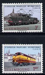 Luxembourg 1966 Railwaymen's Philatelic Exhibition set of 2 unmounted mint, SG 785-86*, stamps on , stamps on  stamps on railways, stamps on  stamps on stamp exhibitions